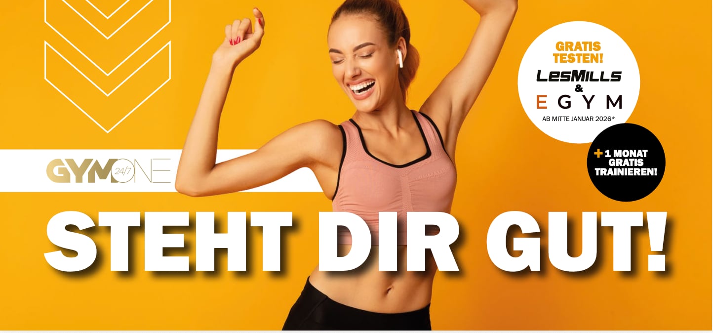 GymOne Januar-MaxiCard „1 Monat gratis trainieren“, Vorder- und Rückseite