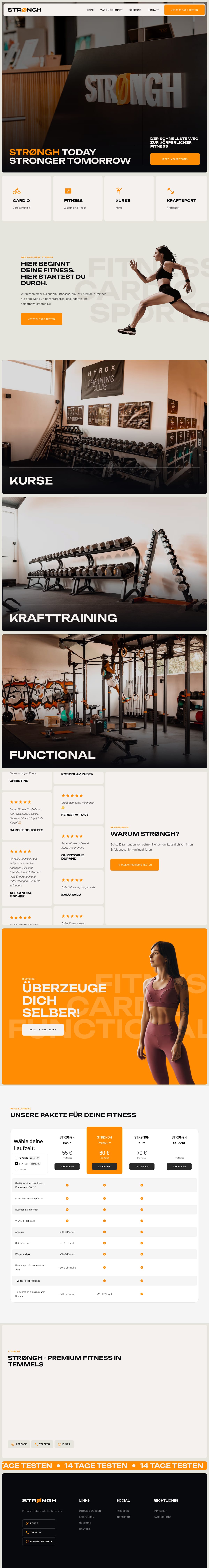 Startseite der Website des Fitnessstudios Strong H